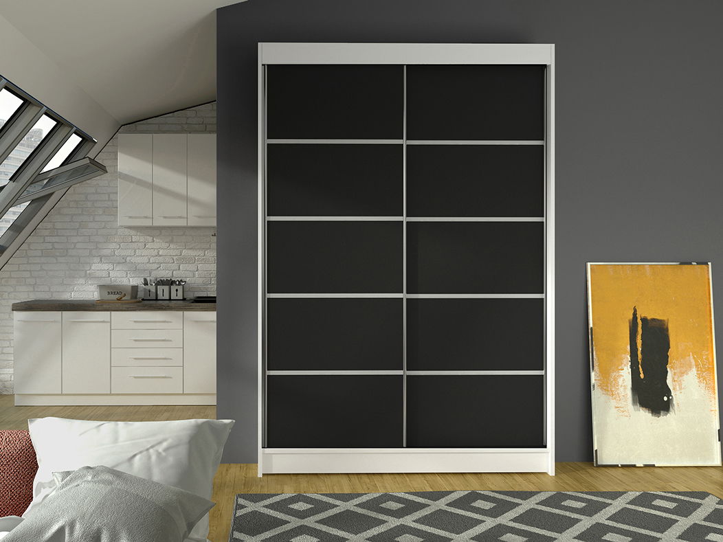 Dulap de haine Lawana 4 (alb + negru)