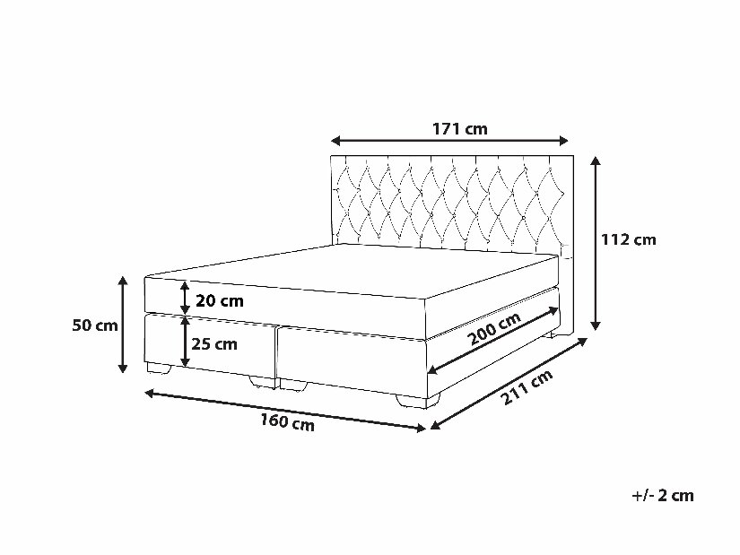 Franciaágy Boxspring 160 cm DUKE (ágyráccsal és matraccal) (szürke)