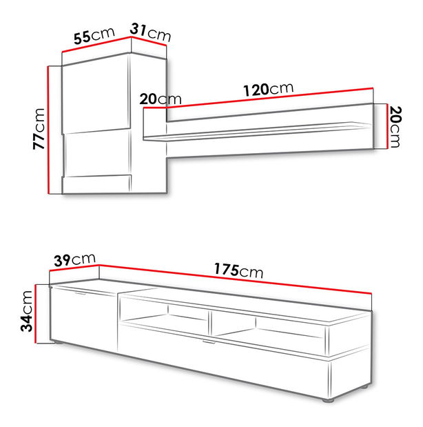 Nappali bútor Jammy (fehér + sötétfenyő)