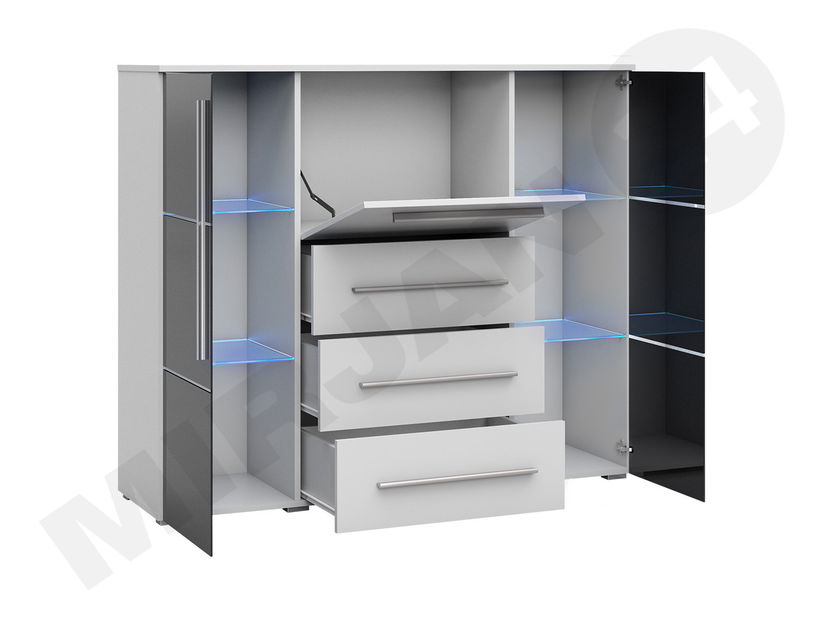 Komód Bridget (fehér fényes + fekete fényes)