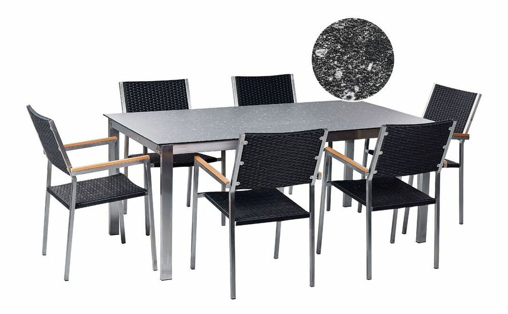 Set mobilier de grădină Cleopatra (negru ratan)