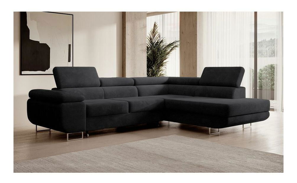 Kutna garnitura Stiletto (D) (crna + srebrna)