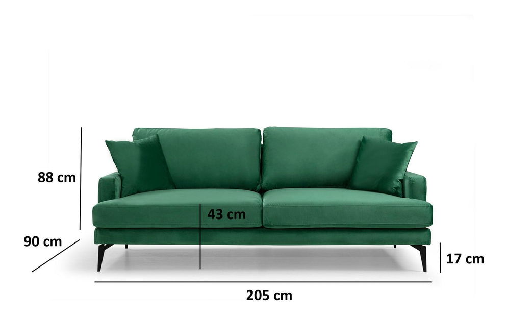 Pohovka trojsedačka Papirolla (zelená + čierna)