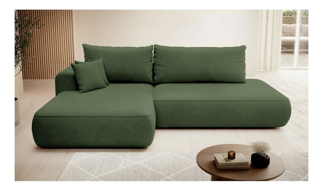 Kutna garnitura Fergie (L) (maslinasto zelena + crna)