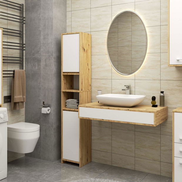 Kúpeľňová skrinka Farid TYP2 (dub artisan + biela)