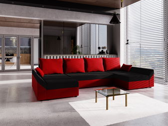 Sarok ülőgarnitúra U Destiny U (fekete + piros)