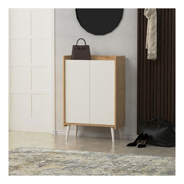 Botník (skrinka na topánky) Mumuni (biela + dub)