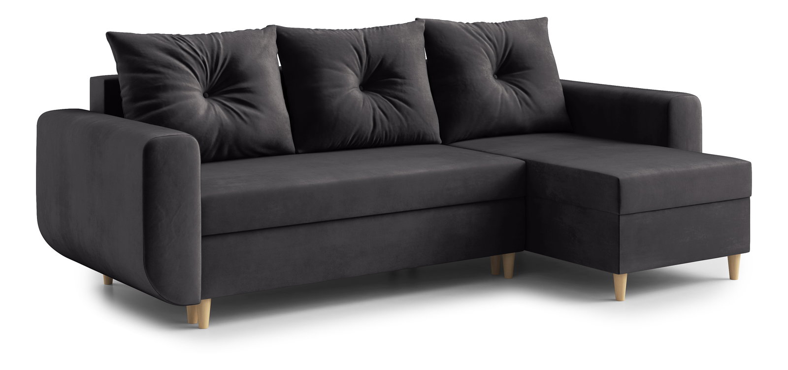 Kutna garnitura Eugenie (D) (sivo-crna)