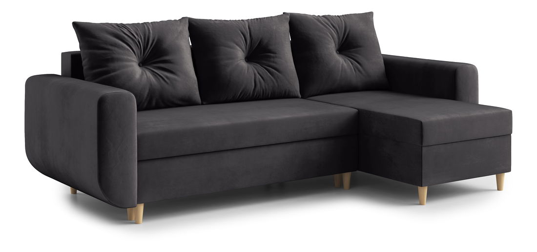 Sarokkanapé Eugenie (J) (szürkésfekete)