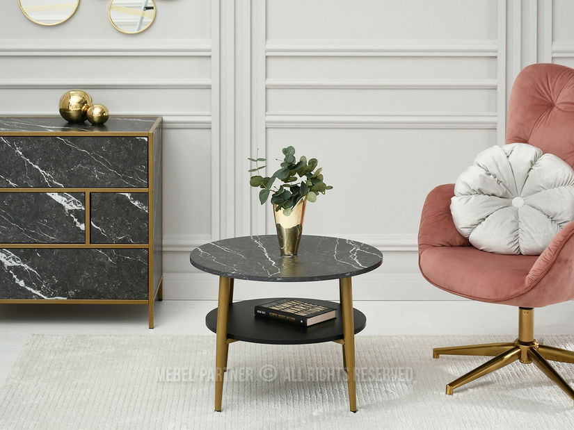 Dohányzóasztal Randolf S (fekete márvány + arany)