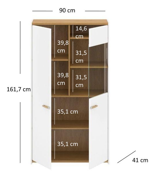Vitrină Andre 1D1W (alb mat)