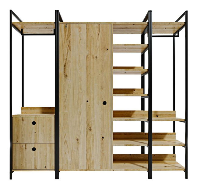 Ormar za garderobu Oppi (hrast + crna)