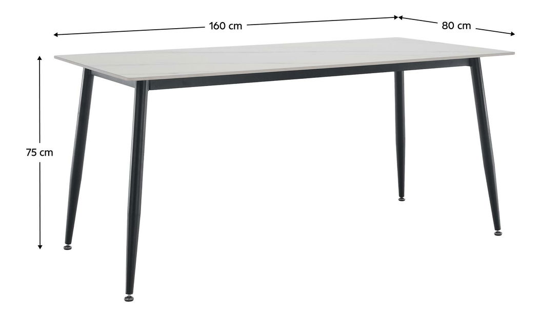 Masă sufragerie Fresia 2 (marmură albă + negru) (pentru 6 persoane) *vânzare stoc