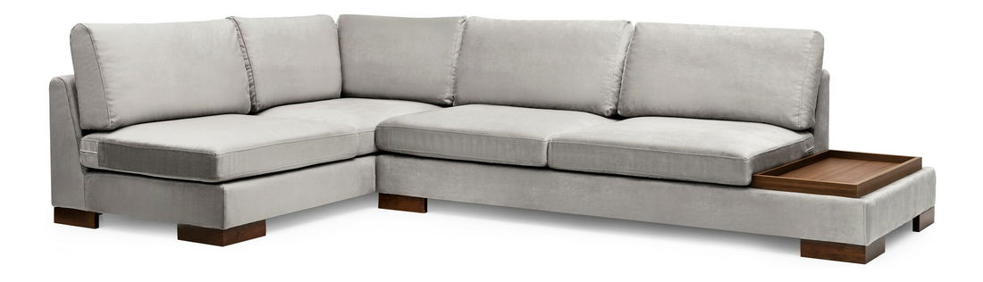 Rohová sedačka s taburetkou Tullia (svetlosivá) (L)