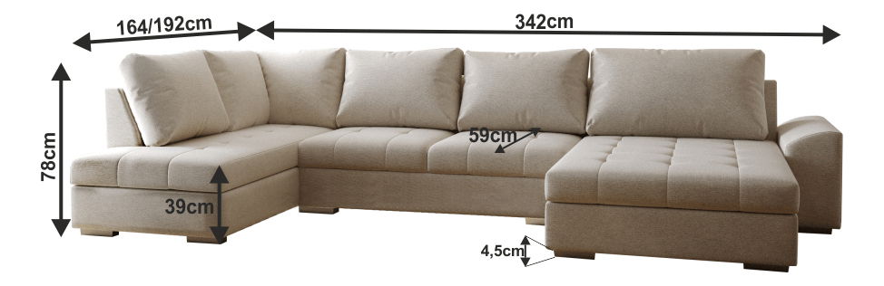 U alakú sarokkanapé Kasnara U (bézs) (B)