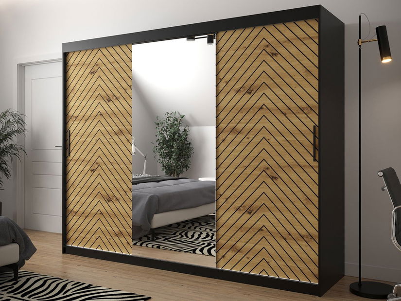 Šatníková skriňa Reforzarlas (čierna + dub artisan)