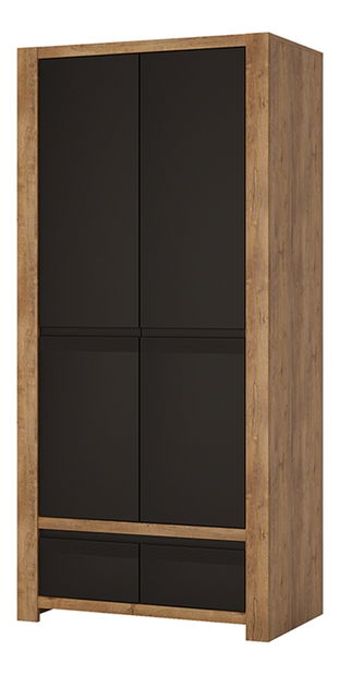 Šatníková skriňa Lacetta HAVS02 (dub lefkas tmavý + čierna)