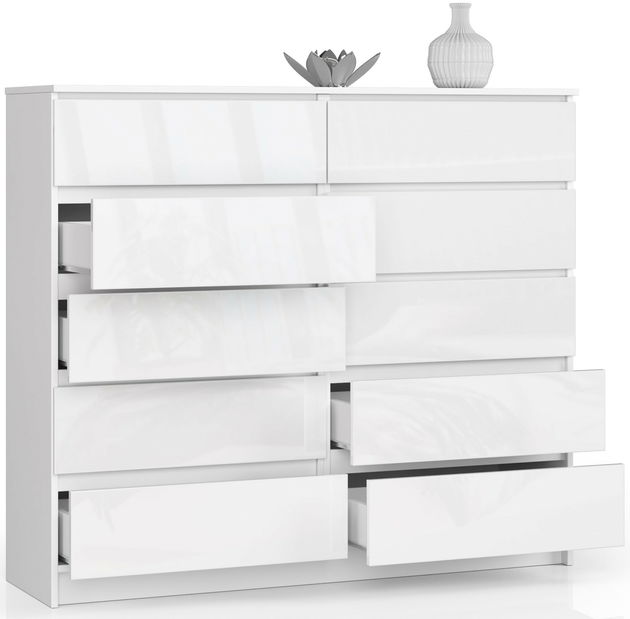 Comodă Keanu V (Alb lucios)