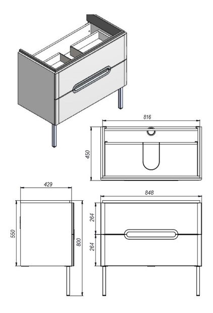 Zidni kupaonski ormarić s umivaonikom- Juventa Pr-85 C