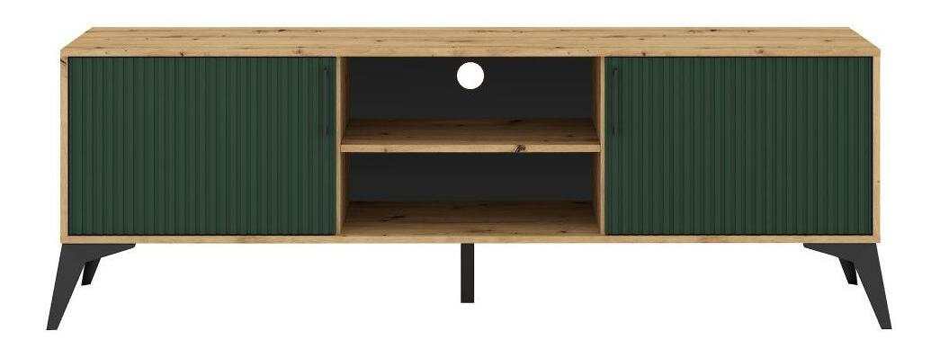 TV asztal/szekrény Luvonut LU1 (artisan tölgy + sötétzöld + fekete) 