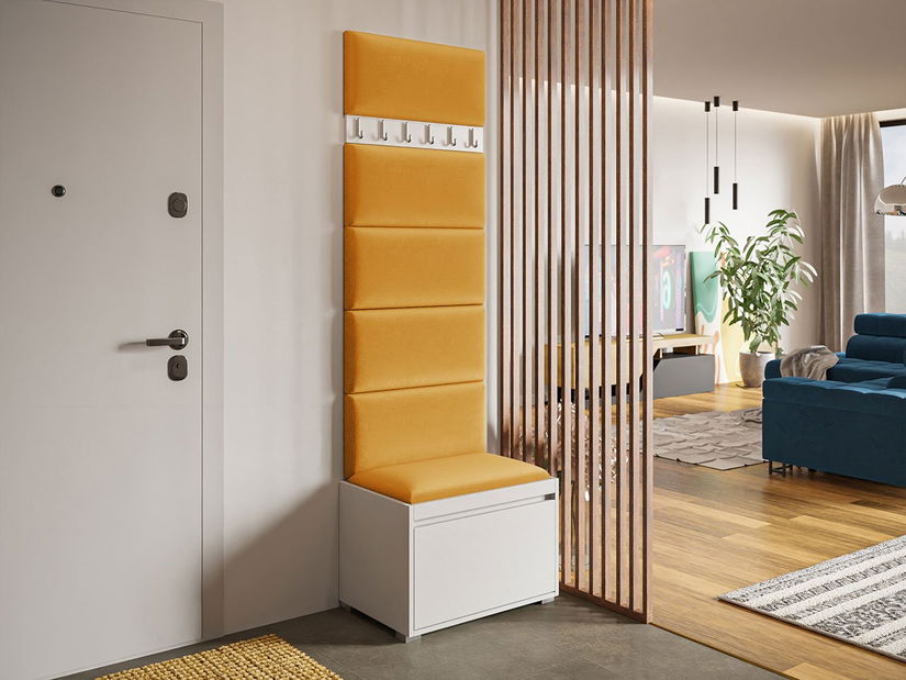 Nábytok do predsiene Kendora 60 (s 6 ks. čalúnených nástenných panelov Pazara 60x30) (biely) (manila 32)