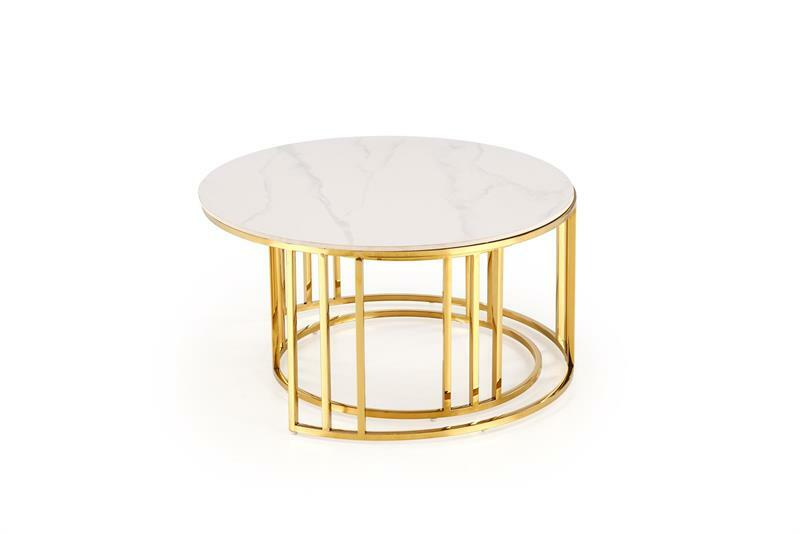Set 2 ks. konferenčných stolíkov Mercu 3 (biely mramor + zlatá)