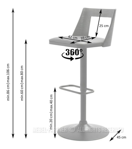 Stolica Horch (grafit + crna)