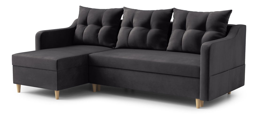 Kutna garnitura Lou (L) (sivo-crna)