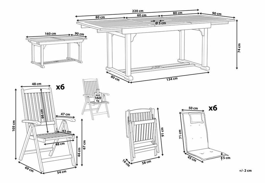 Záhradný set Jakarta (svetlé drevo) (s vankúšmi)