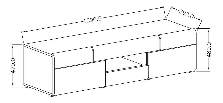 TV asztal Tamie Typ 41 (sötétszürke + tölgy)