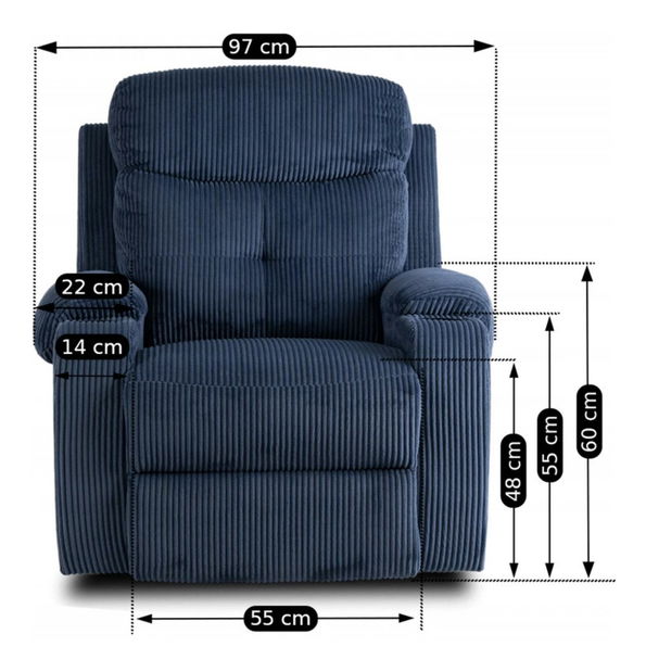 Fotoliu reglabil Trigesimo (albastru marin) 