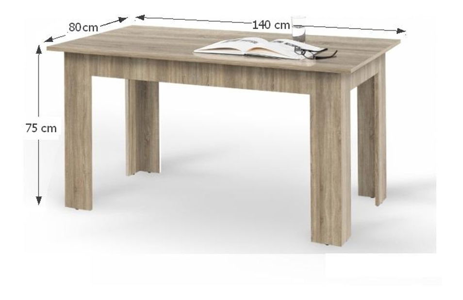 Masă de sufragerie Groot (pentru 6 persoane) (stejar sonoma)