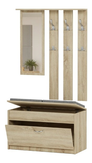 Set mobilier hol Varita (stejar sonoma) (cu oglindă)