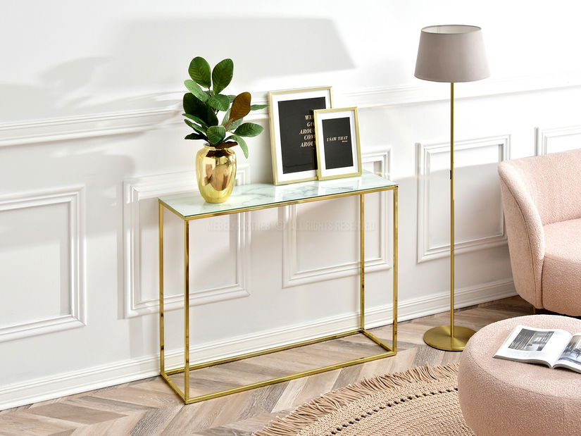 Konzolasztal Bella Kons (fehér + arany)