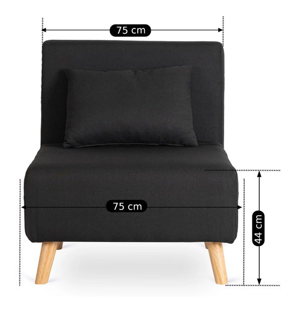 Széthúzható fotel Motecacleta 1 (fekete) 