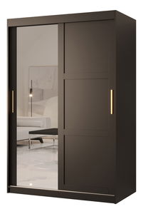 Dulap de haine Riven 2 120 (mat negru) (cu oglindă)