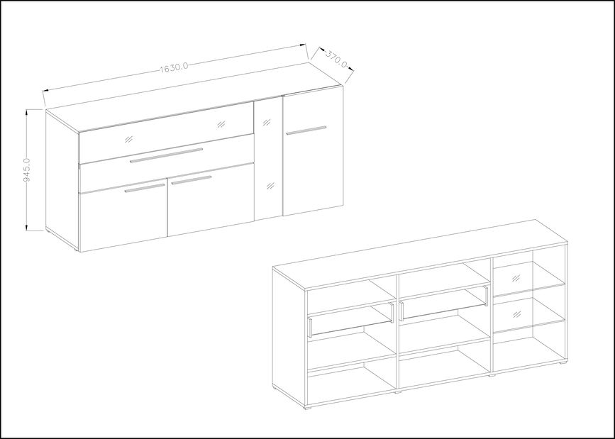 Vitrína Manby Typ 47 (biela + biely lesk)