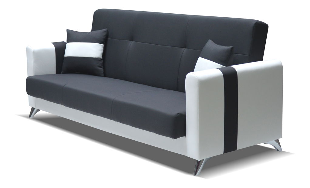 Canapea 3 locuri Kiram (alb + gri închis) 