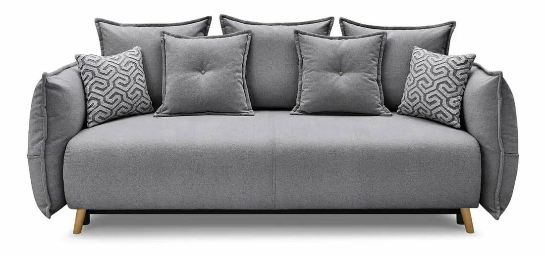 Rozkladacia pohovka Puffyna (sivá) (s úl. priestorom)