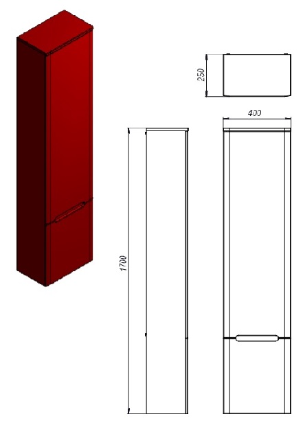 Dulap de baie suspendat Thorello TvP-190 W (D)