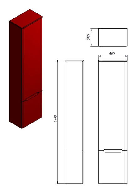 Kúpeľňová skrinka na stenu Juventa Tivoli TvP-190 R (Ľ/P)