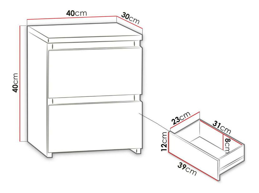Noptieră Orion OK2 (alb) *resigilat