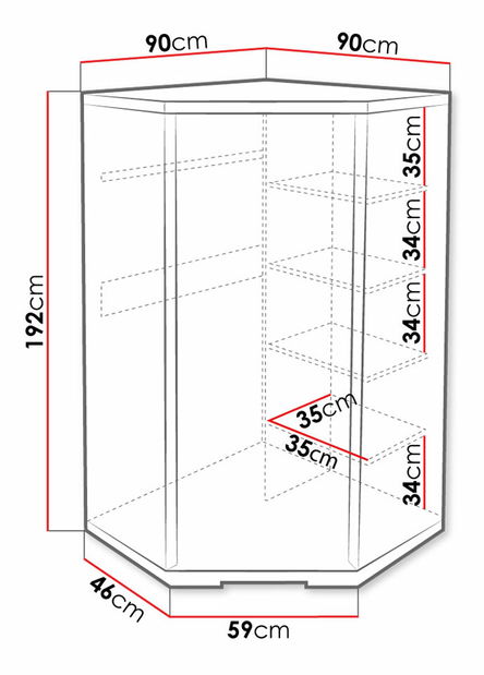 Šatníková rohová skriňa KL38 Klaire (Santana tmavá)