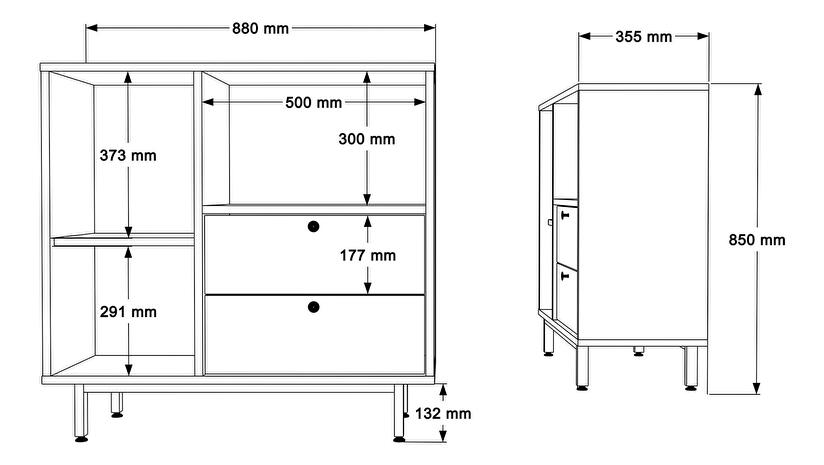 Komoda Rebutia 1 (hrast + cigla) 