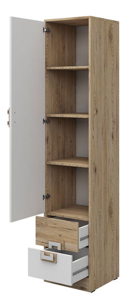 Mobilier cameră studenți Maximos V (stejar deschis + turcoaz + alb)