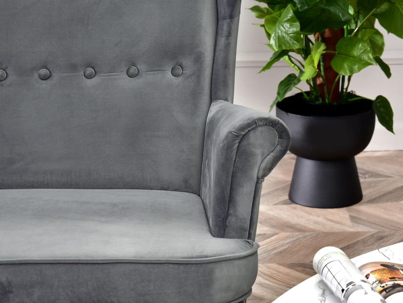 Pohovka dvojsedačka v tvare ušiak Muriera (sivá + čierna)