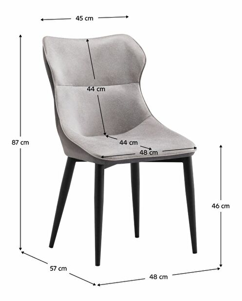 Scaun de sufragerie TABITHA (Gri deschis + Gri închis + Negru)