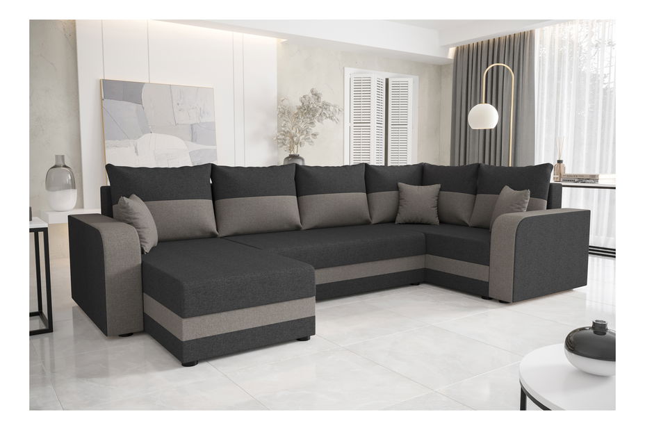 Kutna garnitura u obliku slova U Harmony Long (tamnosiva + crna) (D)