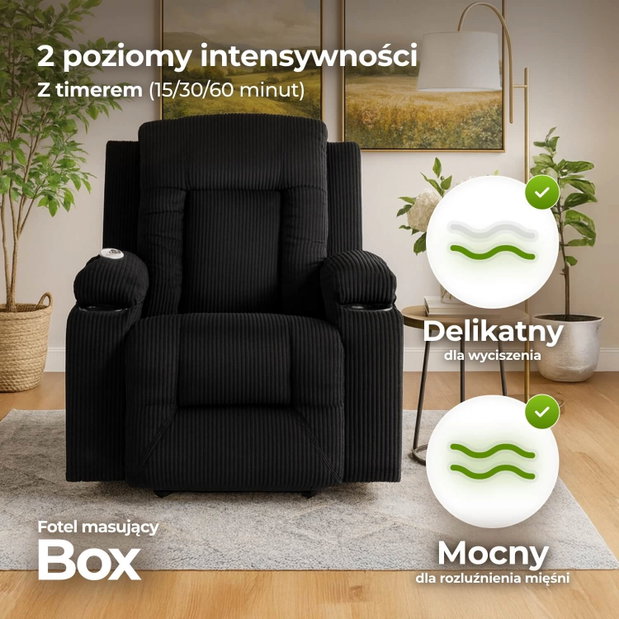 Masszázsfotel Banesto (fekete kordbársony)