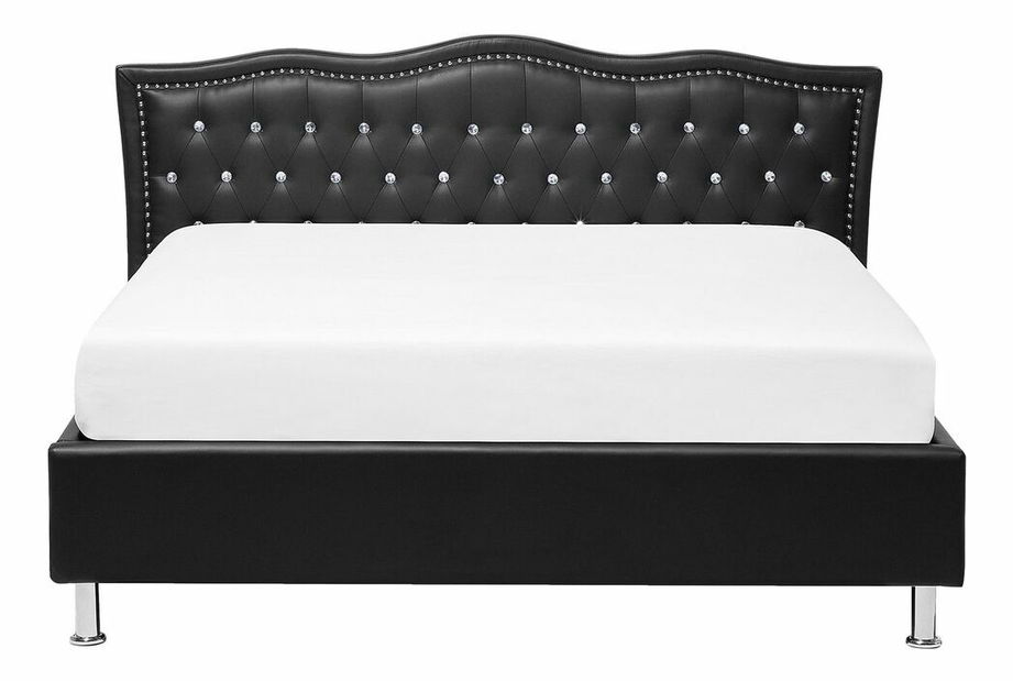 Manželská posteľ 160 cm MATH (s roštom) (čierna)
